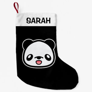 Petite Chaussette De Noël Panda Kawaii Heureux Avec Nom Personnalisé