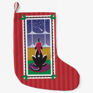 Petite Chaussette De Noël Papier d'emballage WagsToWish®_Dog Bone Stars_red