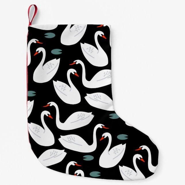 Petite Chaussette De Noël Papier peint blanc Swans Lake (Devant)