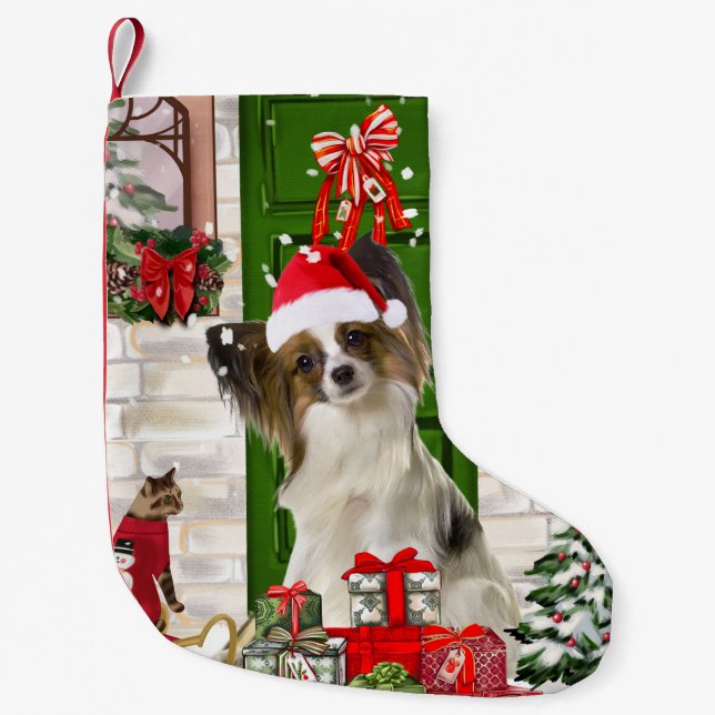 Petite Chaussette De Noël Papillon Chien Noël (Devant)