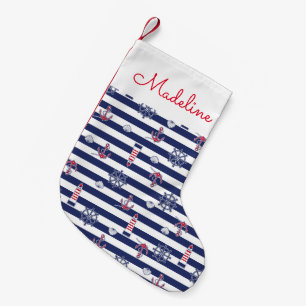 Petite Chaussette De Noël Par le motif de mer   ajoutent votre nom