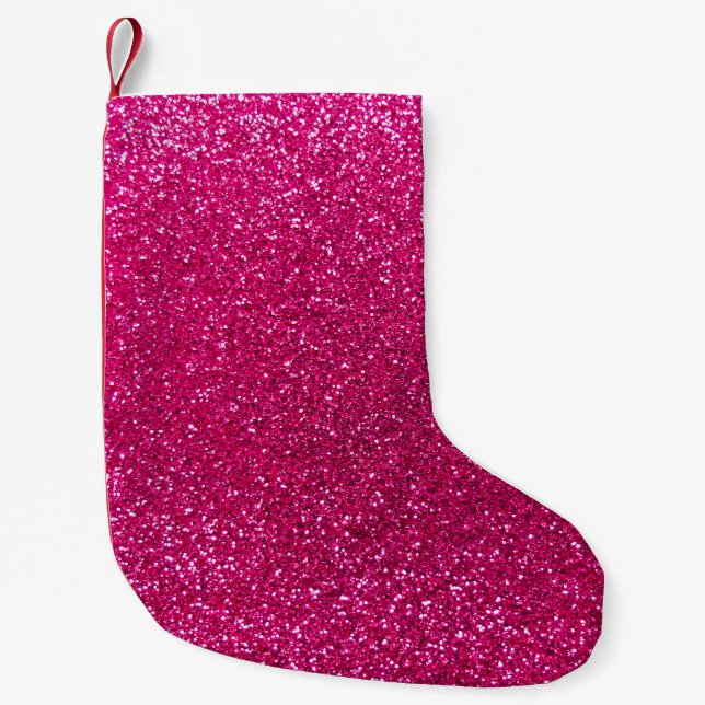 Petite Chaussette De Noël Parties scintillant rose chaud néon (Devant)