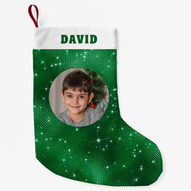 Petite Chaussette De Noël Parties scintillant verte (Devant)