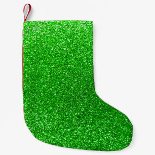 Petite Chaussette De Noël Parties scintillant verte à la chaux