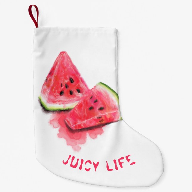 Petite Chaussette De Noël Pastèque rousse doux juteuse Noël Stocking (Devant)