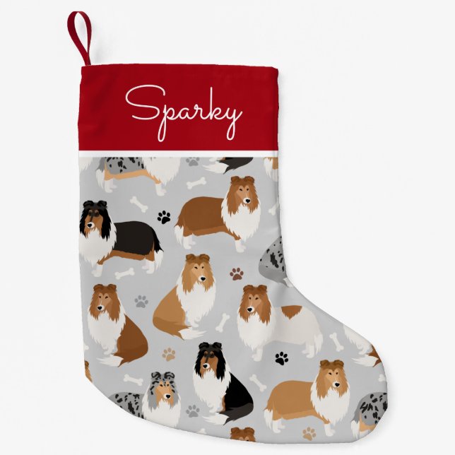 Petite Chaussette De Noël Pâtes et os de collie rugueux (Devant)