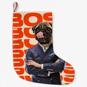 Petite Chaussette De Noël Patron dirigé par la tête de chien debout avec la