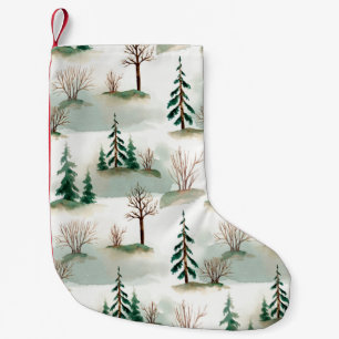 Petite Chaussette De Noël Pattern with Christmas trees, trees and bushes. Bl