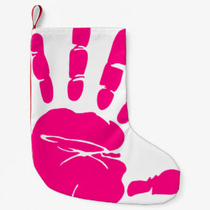 Petite Chaussette De Noël Paume de peinture rose à la main