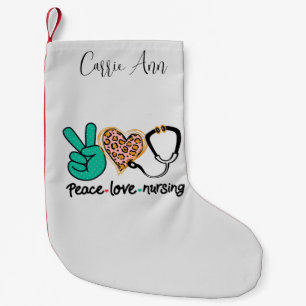 Petite Chaussette De Noël Peace Love Nursing Personnalisé