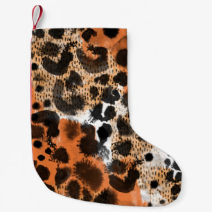 Petite Chaussette De Noël Peau animale : motif léopard créatif.