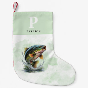 Petite Chaussette De Noël Pêcheur de basses personnalisé