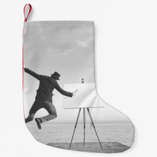 Petite Chaussette De Noël peintre surréaliste d'art noir et blanc dessin sur
