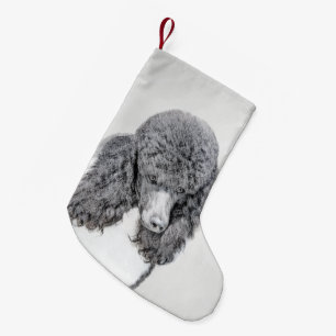 Petite Chaussette De Noël Peinture à pantalon noir ordinaire de caniche - a