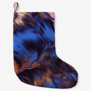 PETITE CHAUSSETTE DE NOËL PEINTURE ABSTRAITE BLEUE ET BLANCHE