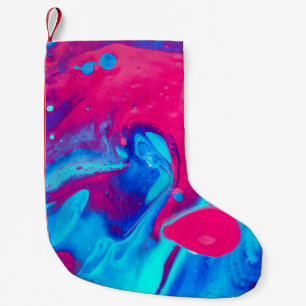 Petite Chaussette De Noël Peinture abstraite violette et bleue