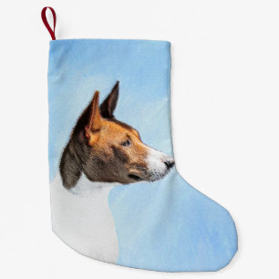 Petite Chaussette De Noël Peinture Basenji - Belle Art Original