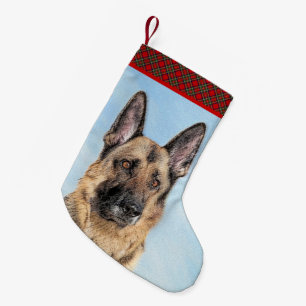 Petite Chaussette De Noël Peinture berger allemande - jolie art original chi