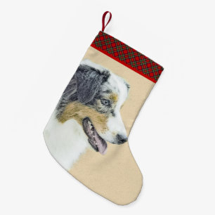 Petite Chaussette De Noël Peinture de berger australien - Art original de ch