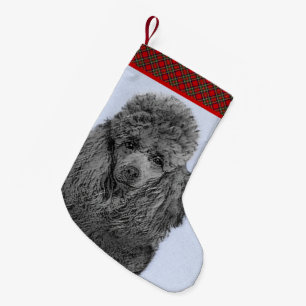 Petite Chaussette De Noël Peinture de Caniche Miniature Jouet Noir Œuvre Ori