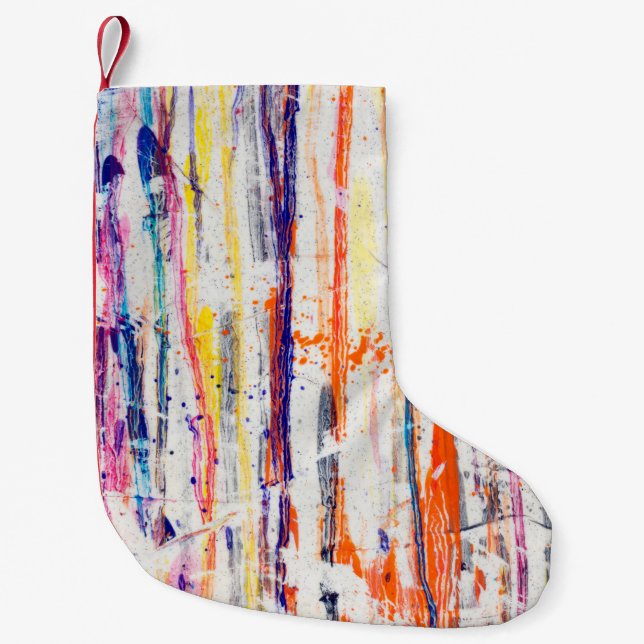 Petite Chaussette De Noël Peinture éclaboussée sur fond blanc, art, fin (Devant)