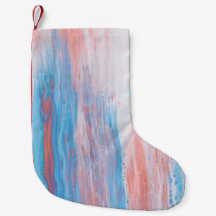 Petite Chaussette De Noël Peinture en toile rose et bleue