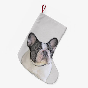 Petite Chaussette De Noël Peinture française de Bulldog (Pied de broche) - A