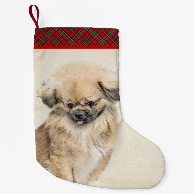 Petite Chaussette De Noël Peinture Pekingese - Cute Original Chien Art (Devant)