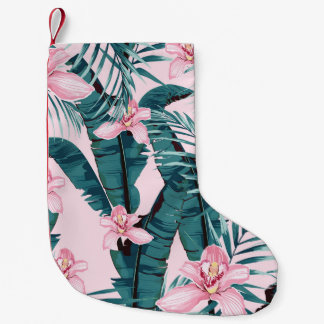 Petite Chaussette De Noël Peinture tropicale, palme, feuille de bananier