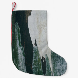 Petite Chaussette De Noël Peinture verte, noire et beige