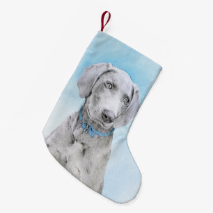 Petite Chaussette De Noël Peinture Weimaraner - Joli art original chien