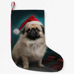 Petite Chaussette De Noël Pékinois dans la neige Noël