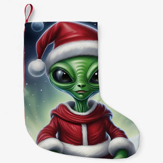 Petite Chaussette De Noël Père Noël Alien (Devant)