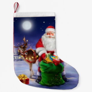Petite Chaussette De Noël Père Noël avec le renne