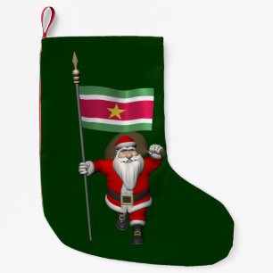 Petite Chaussette De Noël Père Noël avec l'enseigne du Suriname