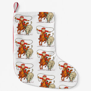 Petite Chaussette De Noël Père Noël Cowboy Western Roping Noël Vintage Xmas
