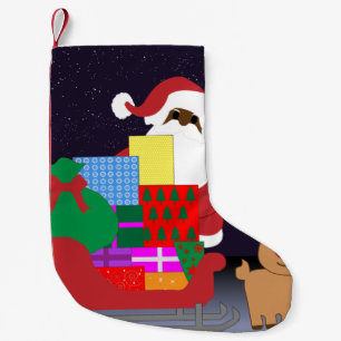 Petite Chaussette De Noël père Noël noir de traîneau