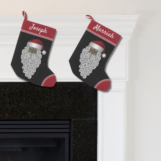Petite Chaussette De Noël Père Noël noire afro-américaine personnalisée (Créateur téléchargé)
