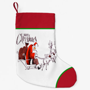 Petite Chaussette De Noël Père Noël Riding Reindeer