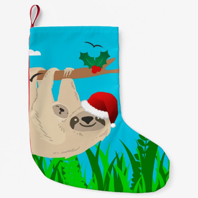 Petite Chaussette De Noël père Noël sloth xmas noël stockage (Devant)