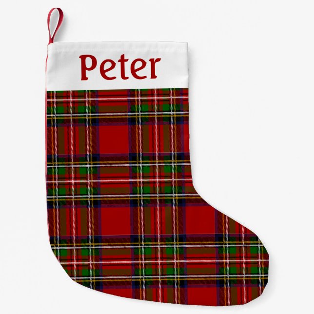 Petite Chaussette De Noël Personalized Red Tartan Christmas Stocking  (Devant)