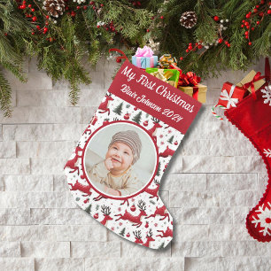 Petite Chaussette De Noël Personnalisé Mon premier renne photo de Noël