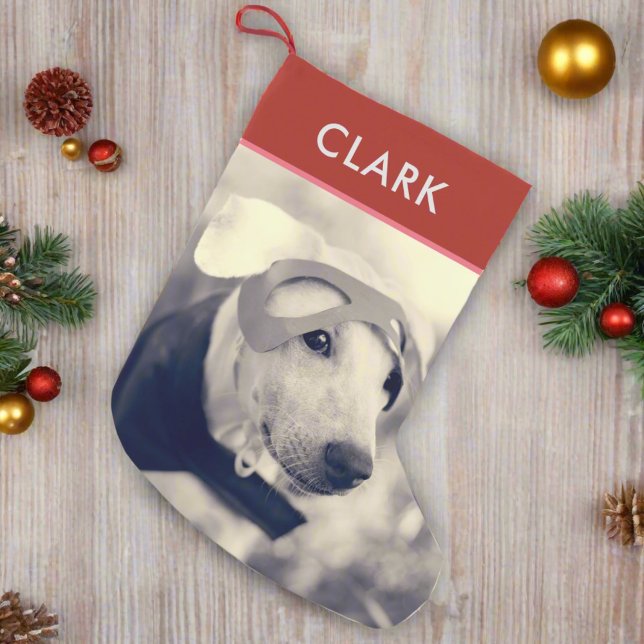 Petite Chaussette De Noël Personnalisé Nom & Photo Animaux de compagnie l Cu (Créateur téléchargé)