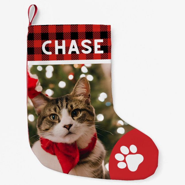 Petite Chaussette De Noël Personnalisé Pet photo noël chats mignons Pont rus (Devant)