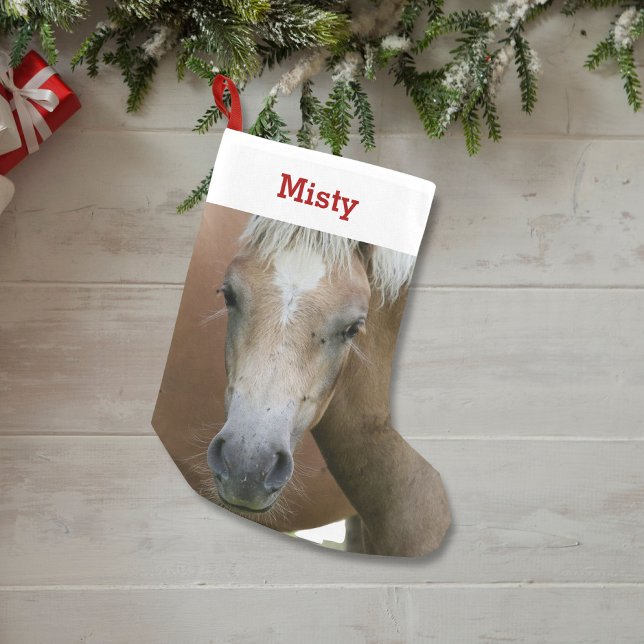 Petite Chaussette De Noël Pet Horse Pony Lover Photo & Nom Personnalisé (Créateur téléchargé)