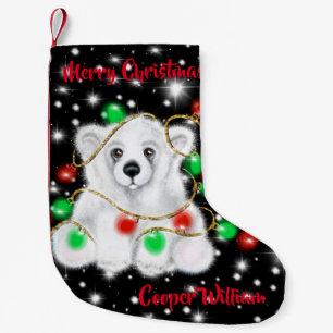Petite Chaussette De Noël Petit bébé ours polaire de Noël, petit ours de Pèr
