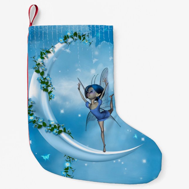 Petite Chaussette De Noël Petite fée dansant sur la lune (Devant)