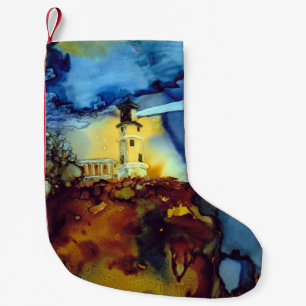 Petite Chaussette De Noël Phare fendu de roche la nuit