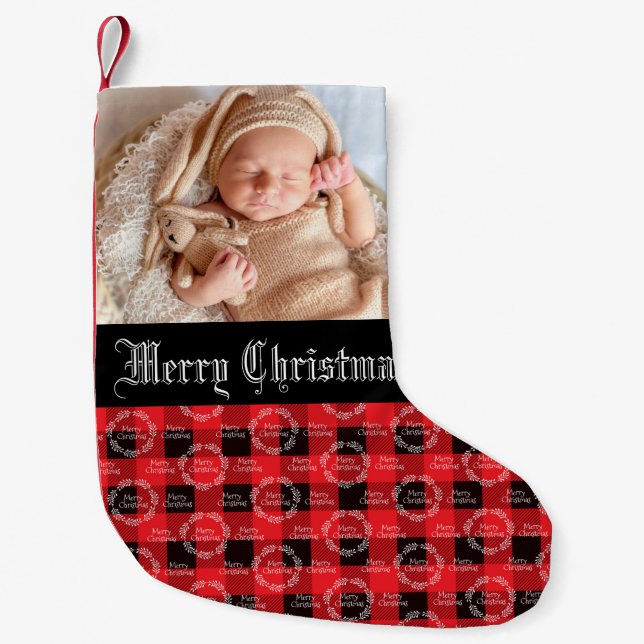Petite Chaussette De Noël Photo bébé Noël (Devant)