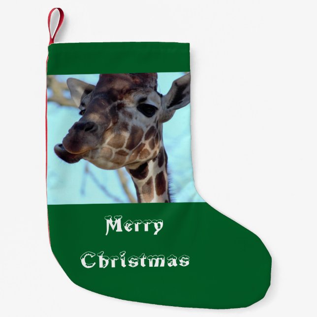 Petite Chaussette De Noël Photo de girafe de Joyeux Noël (Devant)
